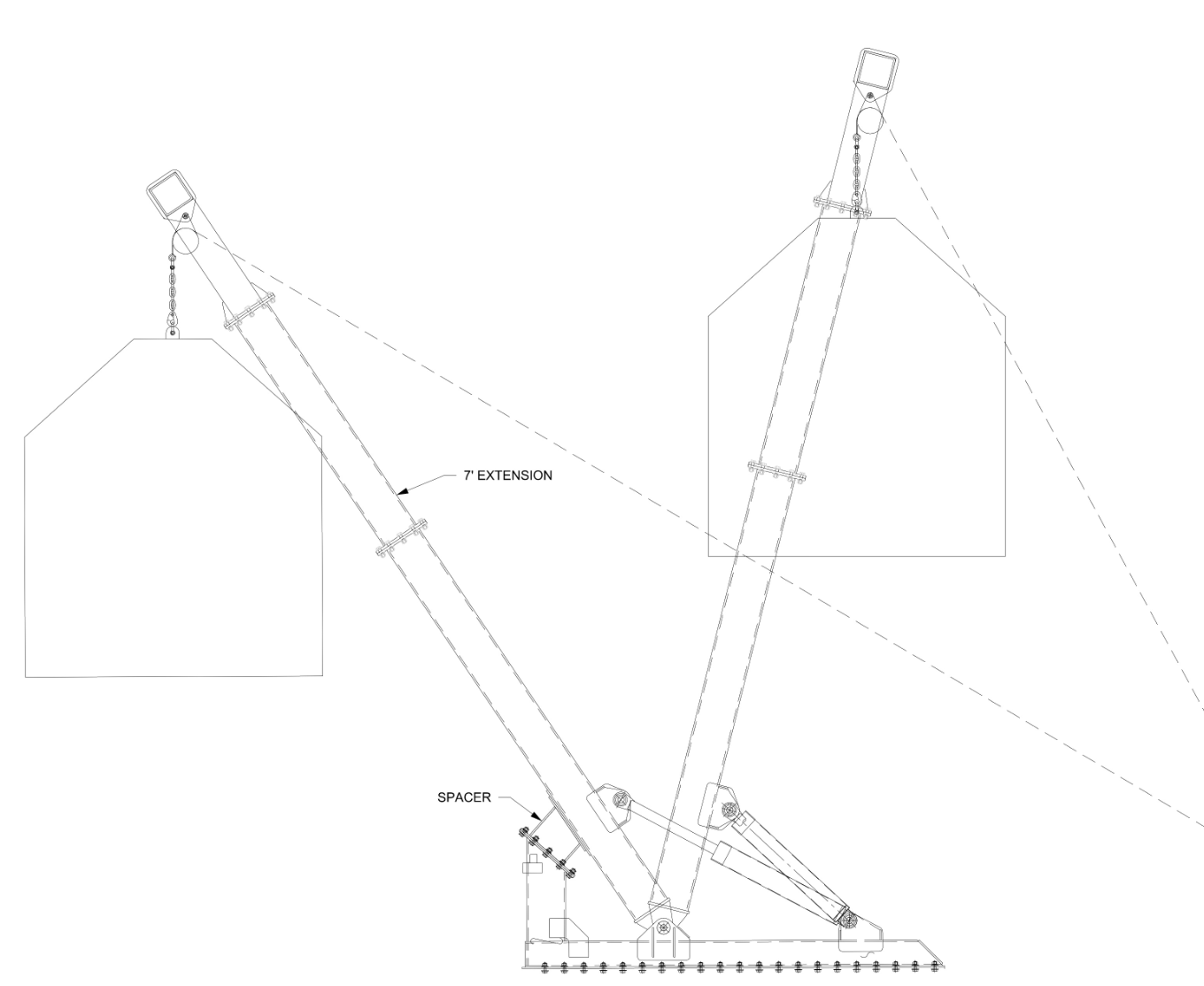 A-frame assembly with the five checked points marked