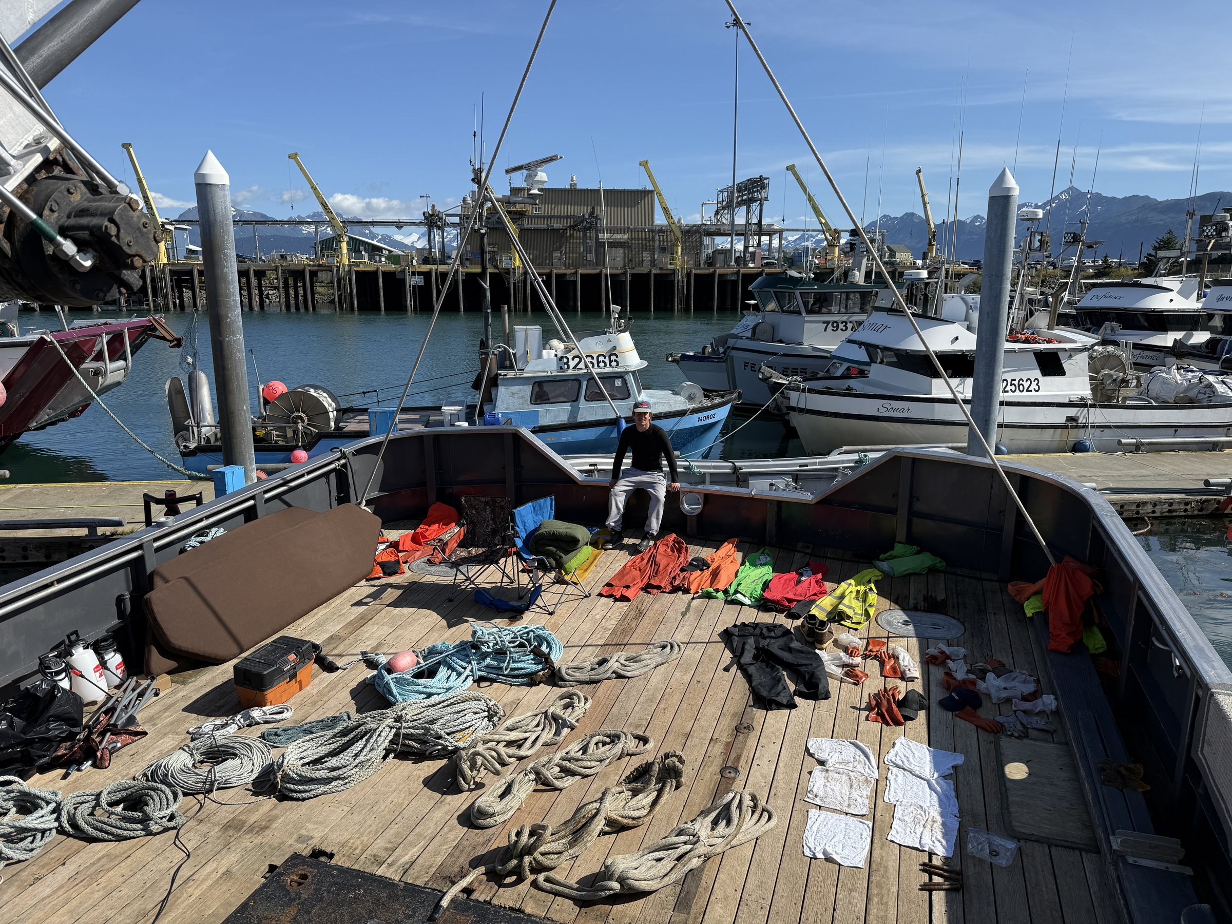 Gear laid out on the Taurus deck in Homer