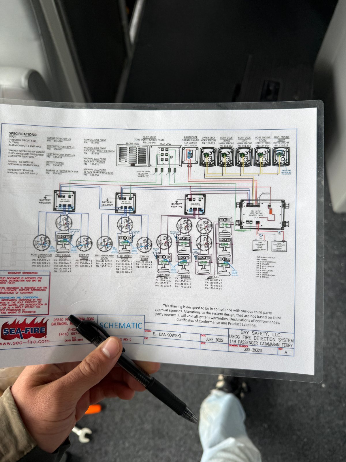 Marking up a printed electrical schematic with a pen