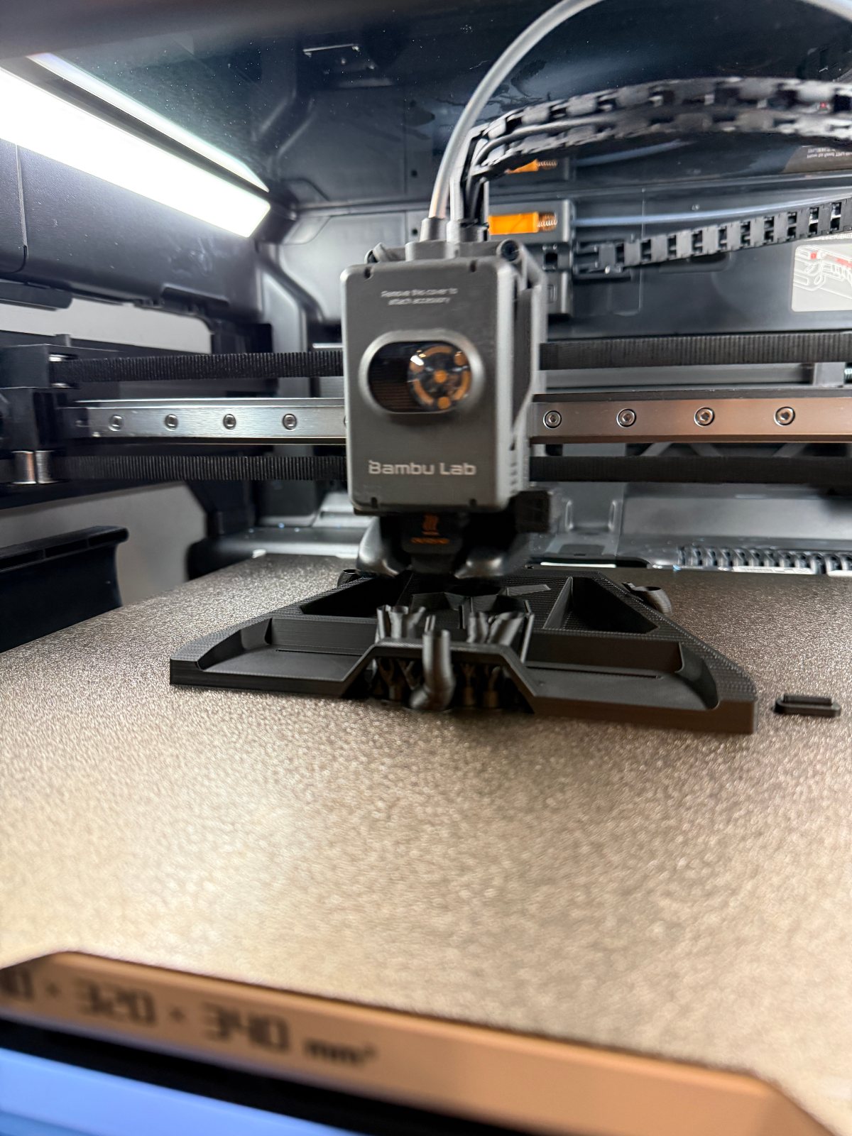 Camera mounted on a bracket inside a boat
